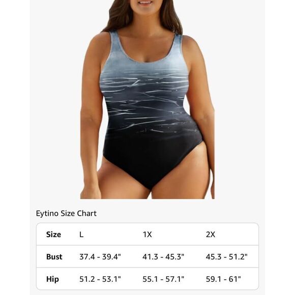 NEW Back Crisscross Sports Tummy Control 1 pc Bathing Suit 2X - Picture 3 of 4